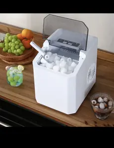 Countertop Ice Maker Machine with Handle, 26lbs in 24Hrs, 9 Ice Cubes Ready in 6 Mins, Auto-Cleaning Portable Ice Maker with Basket and Scoop, for Home/Kitchen/Camping/RV.