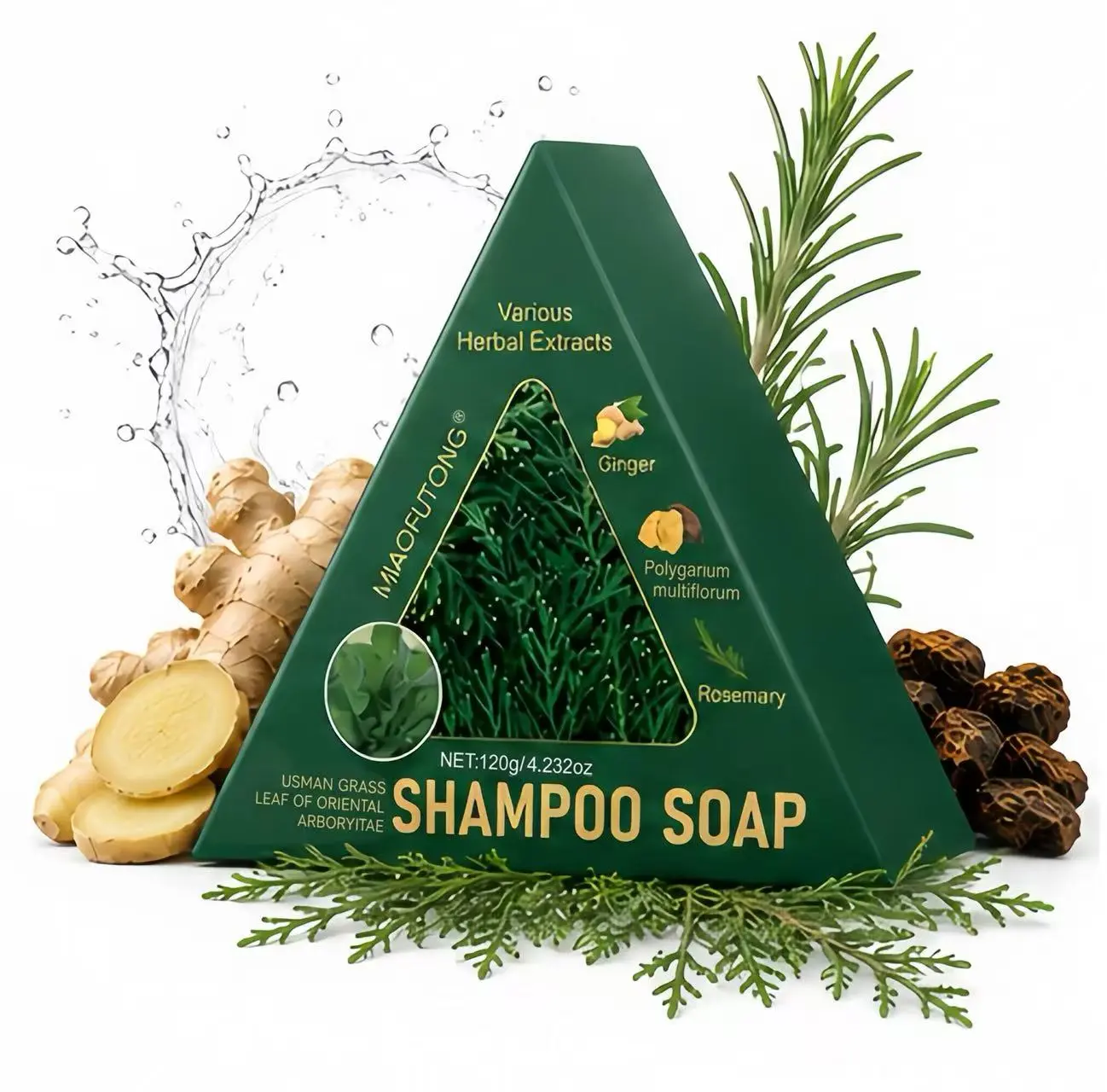 Usman Grass Oriental Cypress Leaf Anti shedding Shampoo, Effectively strengthens hair roots and follicles, controls oil, nourishes scalp, effectively repairs damaged hair quality, Shampoo suitable for both men and women