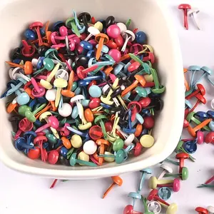 100-Pack Mini Brads Assorted Colors – Iron 0.2inch x 0.39inch Round Head Fasteners for Scrapbooking, Greeting Cards, DIY Crafts & Paper Projects, Scrapbook Materials