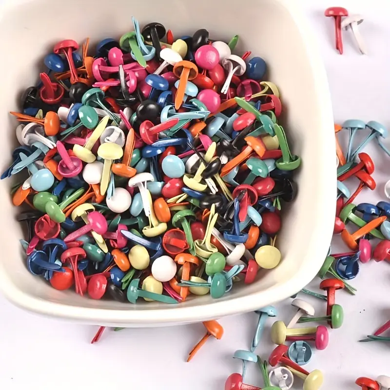 100-Pack Mini Brads Assorted Colors – Iron 0.2inch x 0.39inch Round Head Fasteners for Scrapbooking, Greeting Cards, DIY Crafts & Paper Projects, Scrapbook Materials