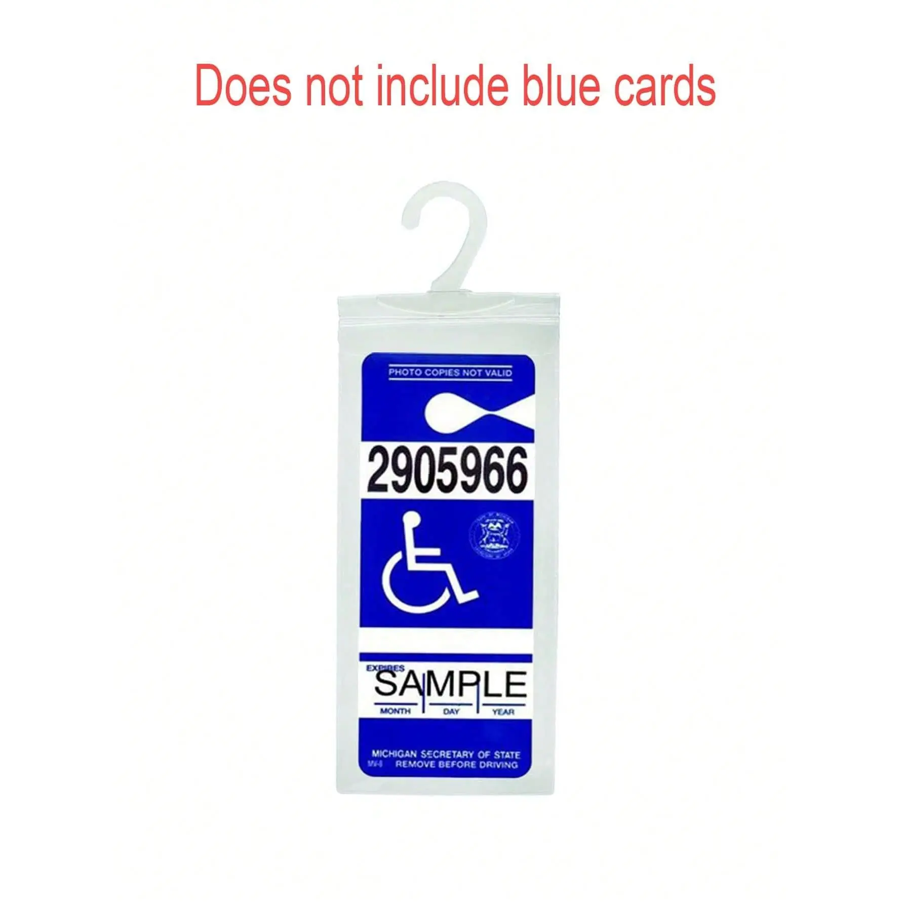 Disability Symbol Hook Bags PVC Clear Disability Parking Permit Bag with Large Hook Clear Plastic Holder for Parking Permits