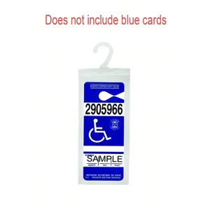 Disability Symbol Hook Bags PVC Clear Disability Parking Permit Bag with Large Hook Clear Plastic Holder for Parking Permits