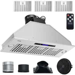 【Summervibes】VEVOR Insert Range Hood,  , 900CFM 4-Speed, 36 Inch Stainless Steel Built-in Kitchen Vent with Touch & Remote Control LED Lights Baffle Filters, Ducted/Ductless Convertible, ETL Listed