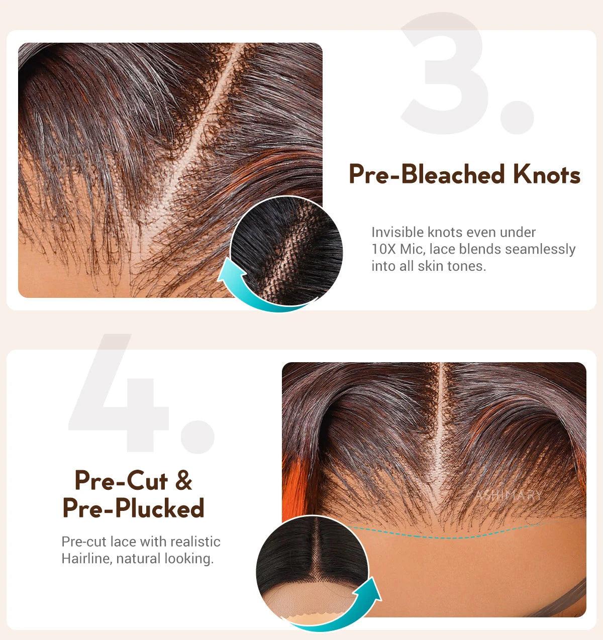 Salon Layer Cut Ginger Highlights On Brown Hair 360 Lace Frontal Invisi Strap Skin Lace Invisi Drawstring Snug Fit Body Wave Human Hair Wig SpringStatements