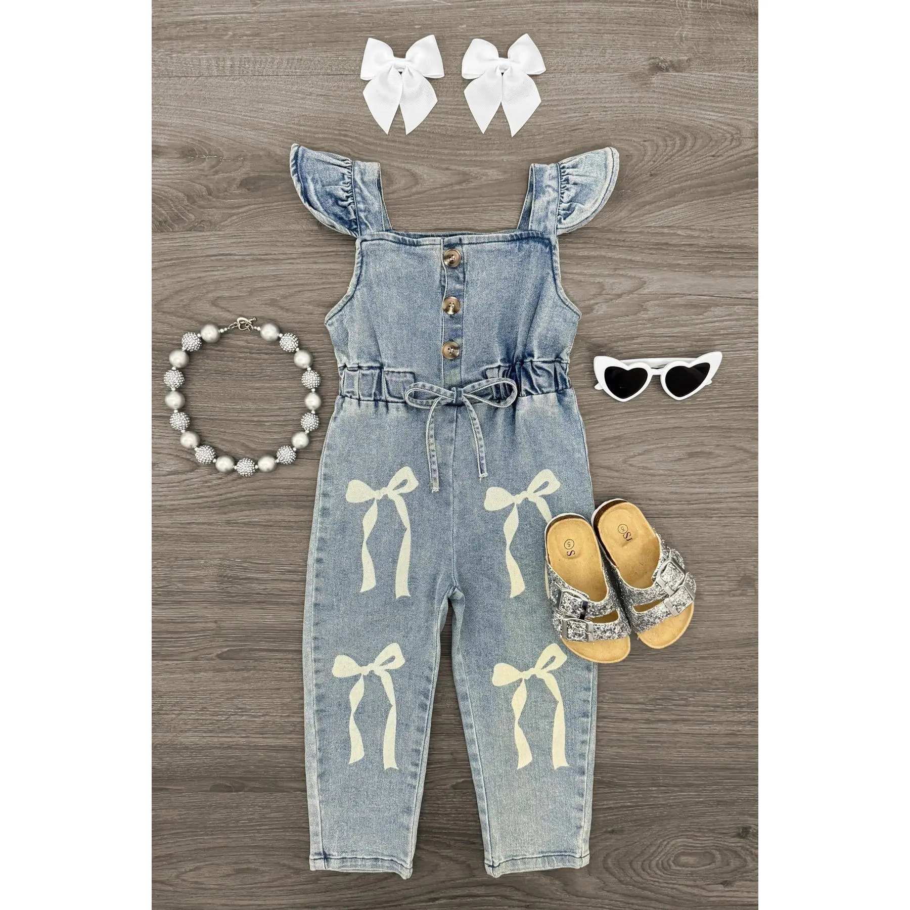 Bow Denim Jumpsuit Bow Denim Jumpsuit