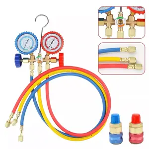 AC Manifold Gauge Set A/C Refrigeration 3FT Color Hose fit R502 R134a R12 R22