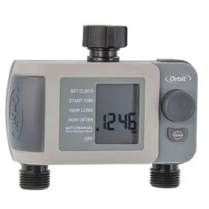 212 MAIN 58910 Compact Orbit 2-Outlet Hose Faucet Timer for Outdoor Use, Easy Setup Garden Watering System Accessory