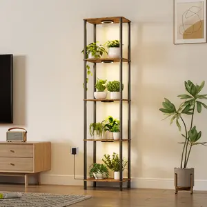 Bstrip 66" Tall Plant Stand with Grow Lights, 5-Tier Metal Shelf with Full Spectrum LED for Indoor Outdoor Use