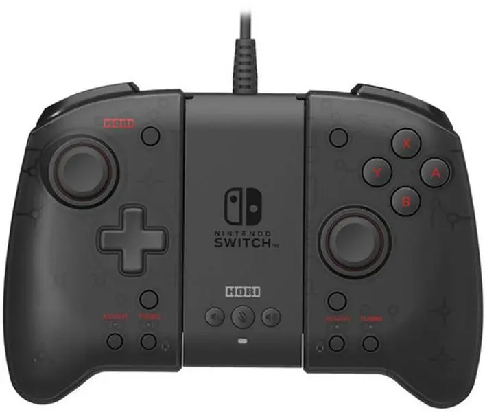 Nintendo Switch Handheld Gamepad Accessory - HORI Split Pad Pro Wired Attachment Set with Turbo & Large Buttons, Officially Licensed (Black)