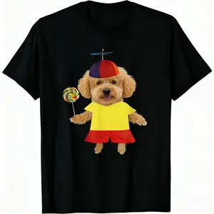 Fluffys Cute Poodle T-Shirt Funny Lollipop Meme 100% Cotton Tee Gifts For Dog Lover Woman Man Unisex