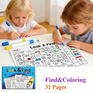 32-Page themed picture book, Coloring book, zoo, ocean, transportation, fruits and vegetables, pets, visual search and color scheme to develop color cognition, observation and hand-drawing skills. Suitable for Children's Day/Ramadan
