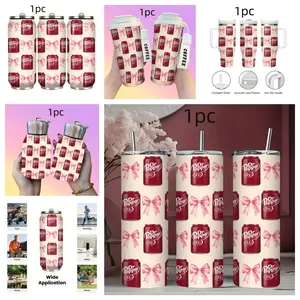 1pc Dr Pepper Theme Insulated Cup with Handle and Straw, Dual-Layer Stainless Steel Vacuum Design, Keeps Hot 12 Hours Cold 24 Hours