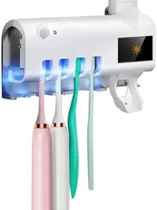 UV Light Sterilizer Toothbrush Holder Cleaner and Automatic Toothpaste Dispenser