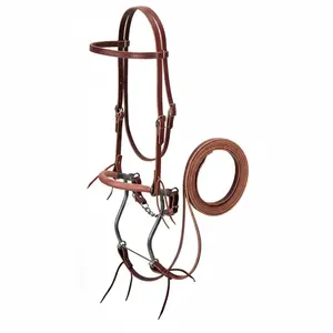 Weaver Leather Latigo Leather Hackamore Bridle Set - 8.5" Hackamore, 7' Reins, Burgundy