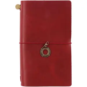 Genuine Leather TN Travel Notebook Protective Cover Journal Sketchbook Planner Agenda Diary Personal Organizers Noteboo (Red Portable)