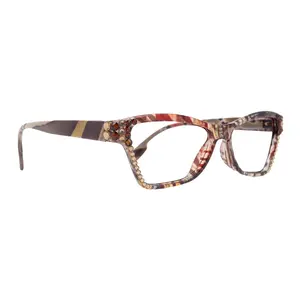 Avian, (Bling) Women Reading Glasses w (Ligth Colorado, Copper ) Genuine European Crystals, Magnifying Cat Eye (brown) NY Fifth Avenue