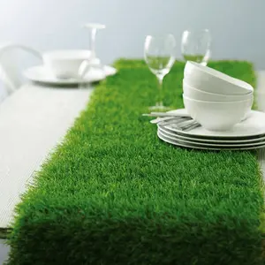 Artificial Grass Table Runner 9ft Green - Durable & All Weather Tabletop Decor