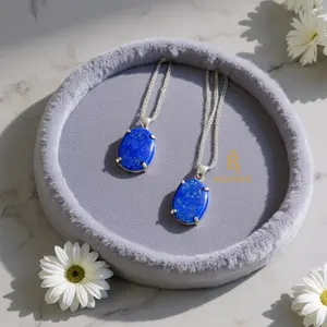 Lapis Lazuli Necklace for Adults - Elegant Blue Stone Pendant with Silver Chain - Perfect Gift for Women
