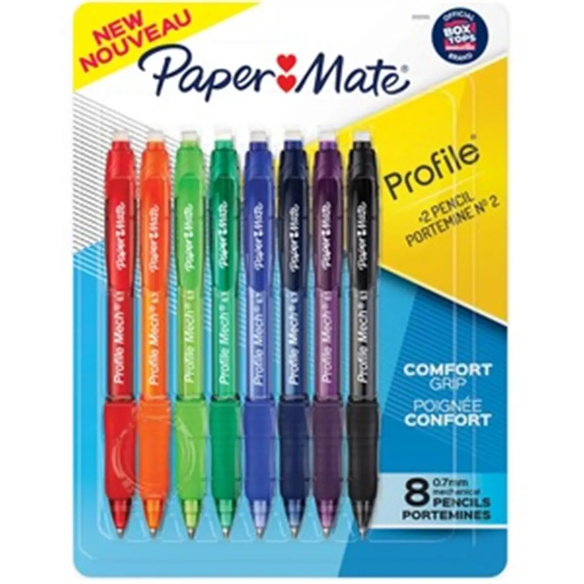 Newell Brands Paper Mate PAP2105705 7 mm Mechanical Pencils - Assorted Colors, Easy-Advance Design, Comfortable for Tasks & Long Projects, Pack of 8, Refillable Lead Reservoir