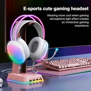 Marvo Wired RGB Gaming Headphones with External Mic Blue Light PU Pads 2.1m Cable Volume Control for PS5 PS4 Xbox PC Phones