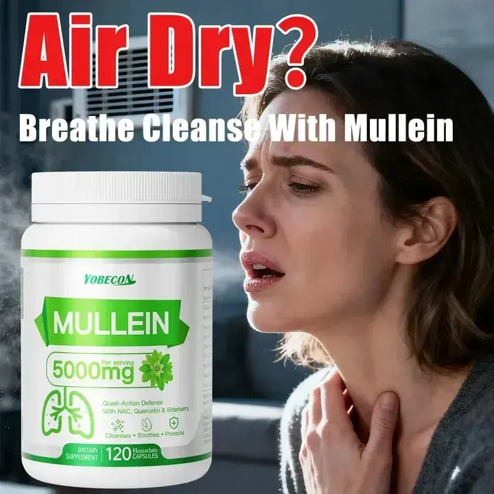 Heaisrlate Dietary Mullein & NAC Supplement - 45000mg Mullein Leaf, Mucus Removal, Dry Cough Support, Respiratory Health, Immune Boost, Antioxidant-Rich Formula, 120 Capsules, Allergen-Free Airway Care