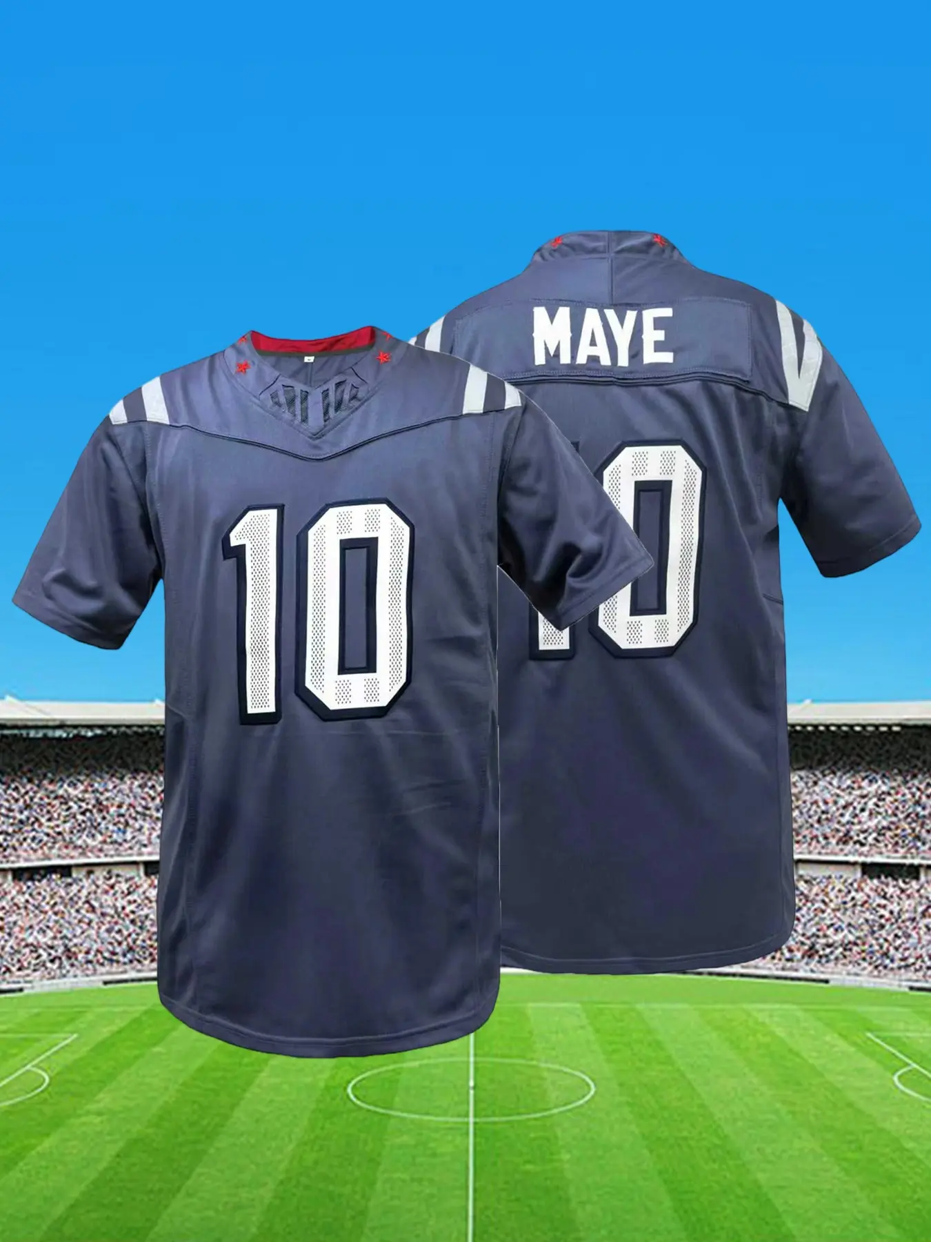 Men's Football Home Jersey MAYE #10 Loose-Fit V Neck Sports Jersey,Athletic Tops,Breathable Embroidered Design, Casual Short Sleeve Tee for Men & Women, Sports Tops