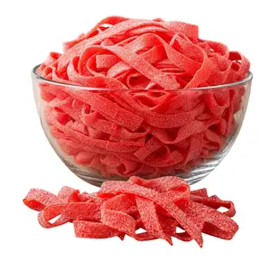 9" Strawberry Sour Belts | 16 oz (1 LB)  Gelatin-Free - Bulk Candy - By Dorval