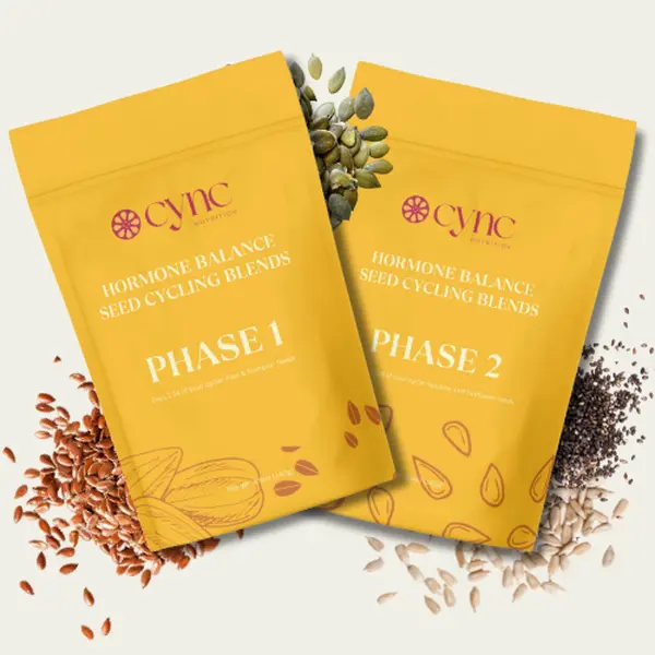 Seed Cycling Kit | Cycle Syncing support | PMS Support | Natural Hormone Balance | Ease Cramps | Mitigate Cycle Symptoms with cync seed cycling blends