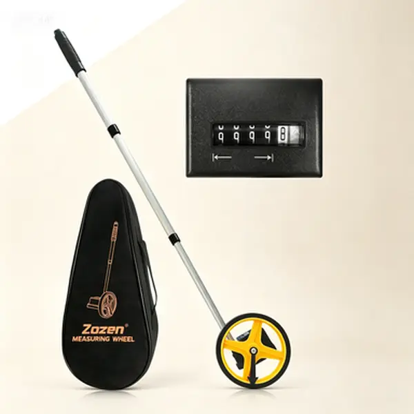 Telescopic Measuring Wheel with Carrying Bag – Metric Distance Measurement Up to 9,999 Meters, Rolling Measure Tool with One-Key Reset and Starting Point Indicator, Reusable Surveying Wheel for Accurate Long-Distance Measuring.