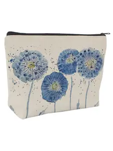 Watercolor Blue Flower Makeup Bag, Large Capacity Storage Bag, Multi-Functional Toilet Bag, Perfect Gift for Women, Birthday Presents for Girls