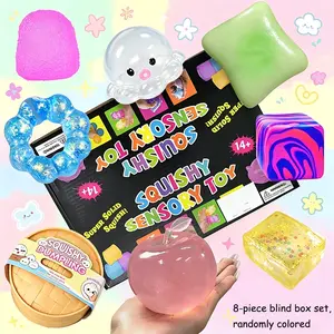 8pcs/set of kneading and sensory toys, soft and cute slow rebound decompression kneading toys, random color pressure relief hand kneading toys, children and adults anxiety relief toys, special needs gifts for autism and ADHD, blind box gifts for parties