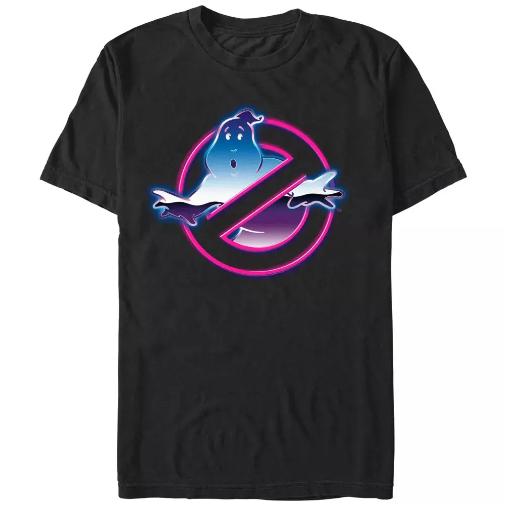 Men's Ghostbusters Neon Ghost Logo T-Shirt Black