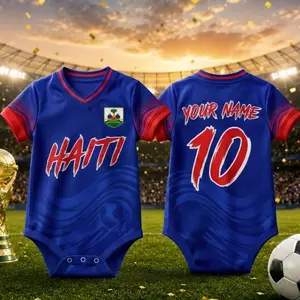 Island Dream Baby Jersey, Personalized Haitian Soccer Romper, Custom Name Number Infant Outfit, Caribbean Baby Gift