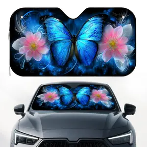 1pc, Butterfly Amidst Blossoms Print Car Windshield Sunshade, Folding Sun Visor for Front Windshield, Keeps Vehicle Interior Cool and Relaxed on Long Journeys and Outdoor Parking
