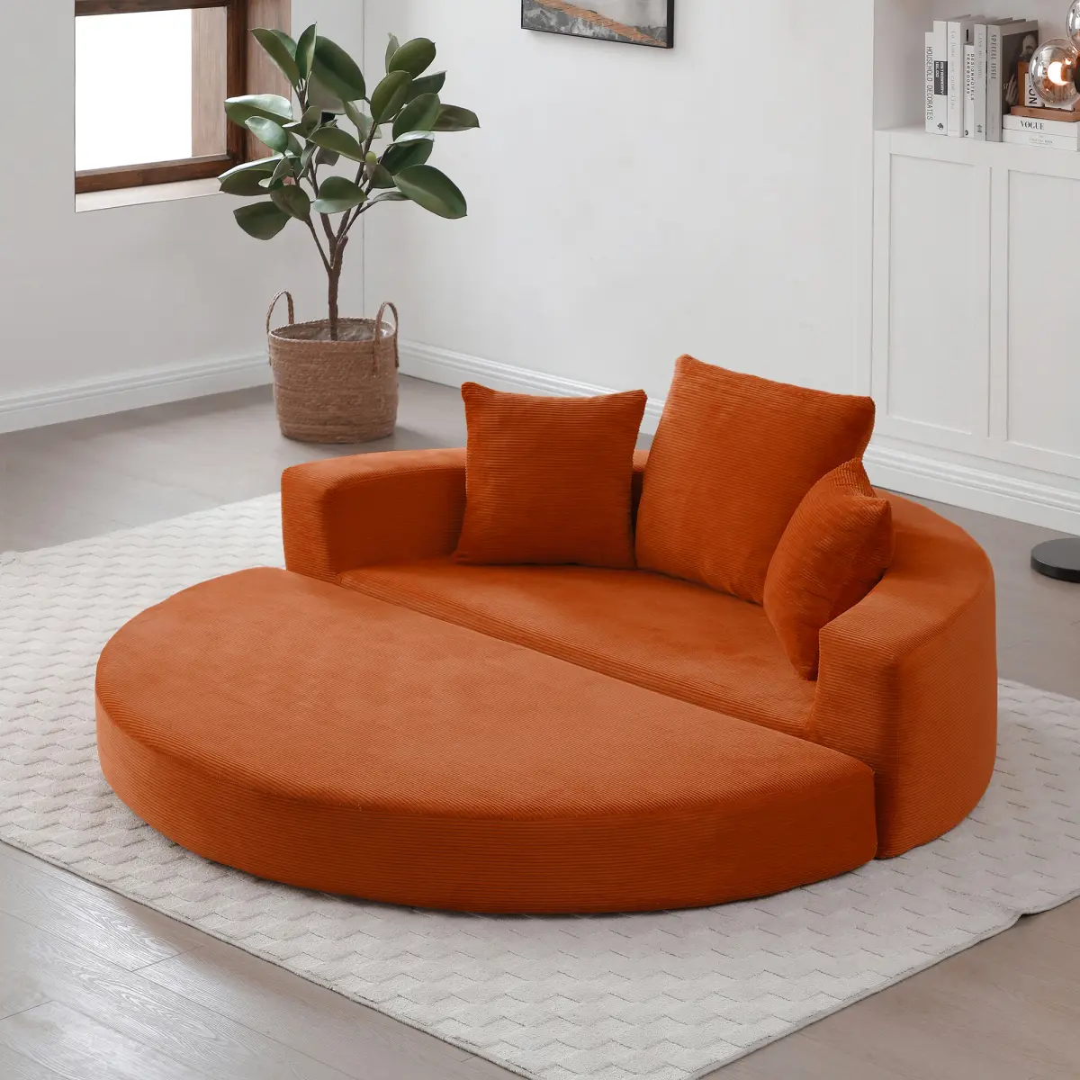 Convertible sofa couch bed,multi-functional,circular bed,adjustable Futon sofa ,No Assembly compressed corduroy floor lounge sofa for Apartment office bedroom living room