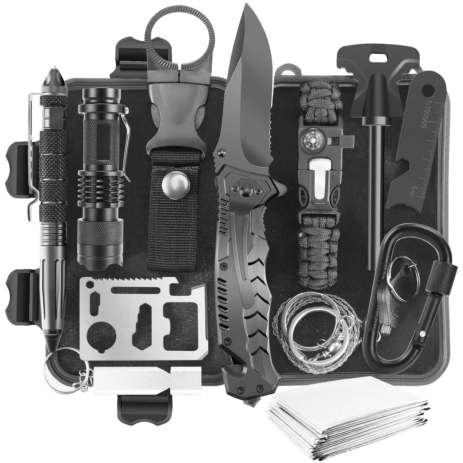 22-Piece Emergency Survival Kit – Outdoor Camping, Hiking & Car Emergency Gear