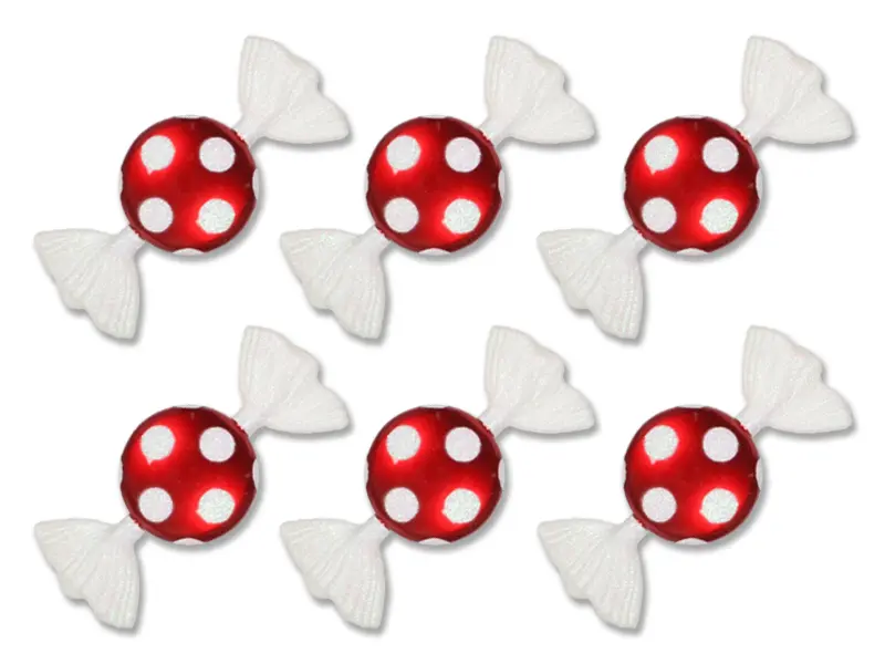 212 MAIN 7 in. Plastic Red & White Dotted Glitter Swirls Candy-Shape Hanging Home Ornaments, Pack of 6 - Ornaments Decoration for Christmas Tree Scene, Wreath Festive Home Decor