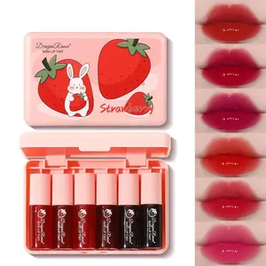 6 Colors Lip Tint Stain Set, Korean Lip ss Mini  Lipstick, Lip and Cheek Tint, Long lasting Non-Stick Cup Waterproof