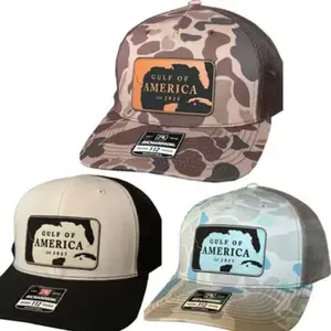 Gulf of America Richardson 112 Trucker Hat | Mesh Camo Cap Est. 2025 | USA Snapback Dad Hat