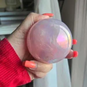 Aura Rose Quartz Sphere 75mm Crystals for Decoration High Vibes Healing Stone Decor