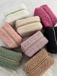 Fuzzy Teddy Make Up Bags Comfy Trendy Cute (TEDDY)