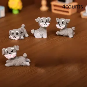 4-Piece Mini Landscape Creative Cute Dog Figurines, DIY Decor Accessories, Car Desktop Micro Model, Garden Mini Sculpture, Suitable for Ages 14+