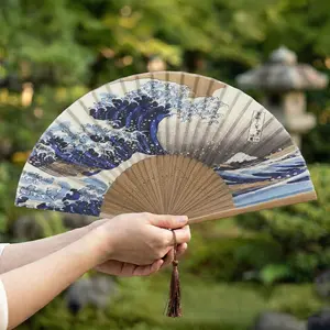 Extra Large Japanese Folding Fan, Retro Crane Aesthetic, Perfect for Festivals, Raves, and Streetwear Style, Unique Accessory
