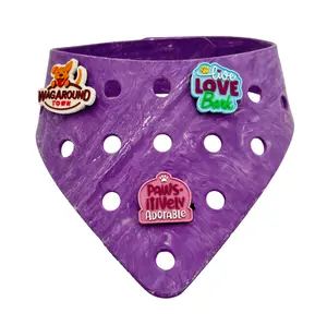Charmdana-  Light Weight- Violet - Rubber Dog Bandana with Charms!
