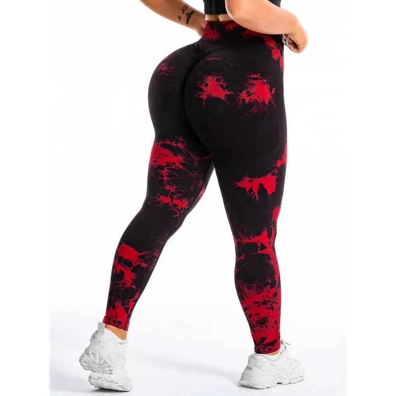 Women's Plus Size 4XL Tie-Dye Pattern Athletic Leggings - Ruched Waist, Stretch, Quick-Drying, Breathable, Tummy Control Women's Clothes for Yoga, Gym Workout Sets
