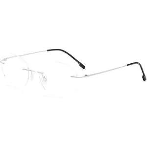 Round rimless reading glasses super light titanium alloy Reader for men and women