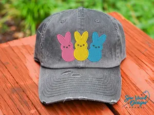 Easter Marshmallows Hat | Distressed Baseball Cap OR Ponytail Hat | Cute Easter Bunny Accessories & Apparel | Personalized Easter Hat