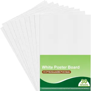 30 count Poster Board  11.7x16.5 Inches White Poster Paper, 230G Thickness Poster Board Bulk, Blank Graphic Display Board for School Arts, Classroom Crafts, exhibits and Notices (Pack of 30)