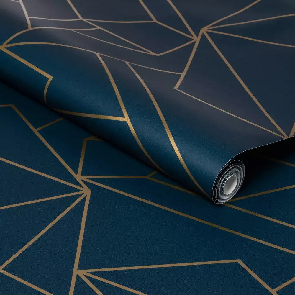 Facet Geometric Peel & Stick Wallpaper Navy/Gold - Project 62: Removable Self-Adhesive Stain-Resistant Washable