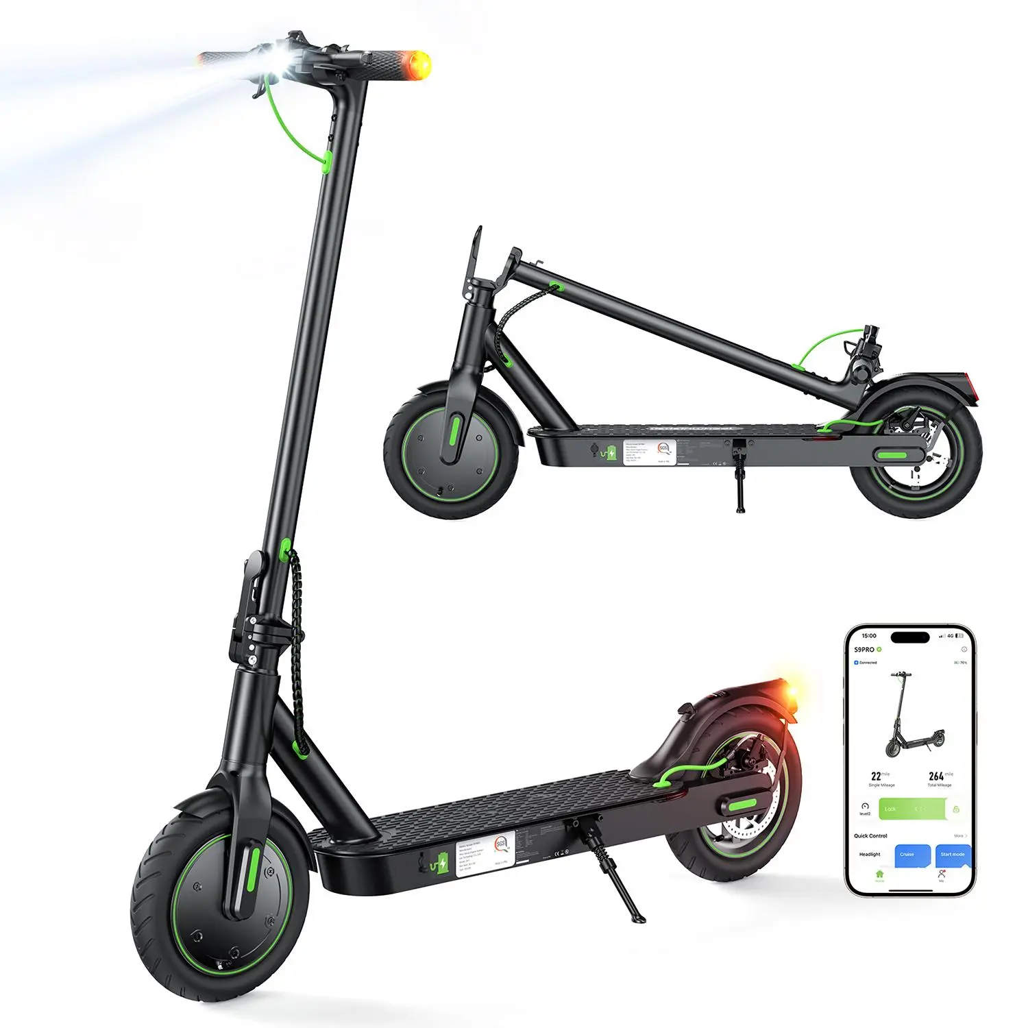 E9-19MPH/350W/19Miles-(8.5'' Pneumatic Tires)